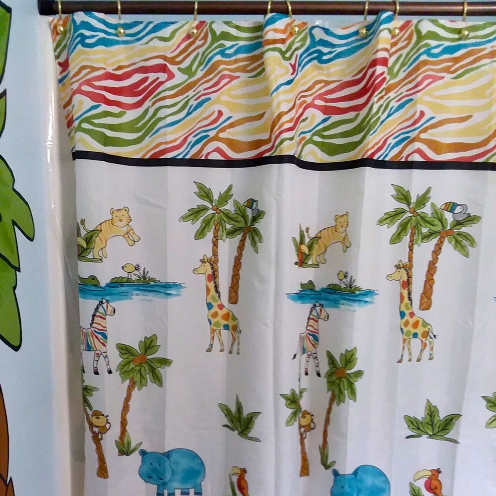 Kids Jungle Shower Curtain EUC